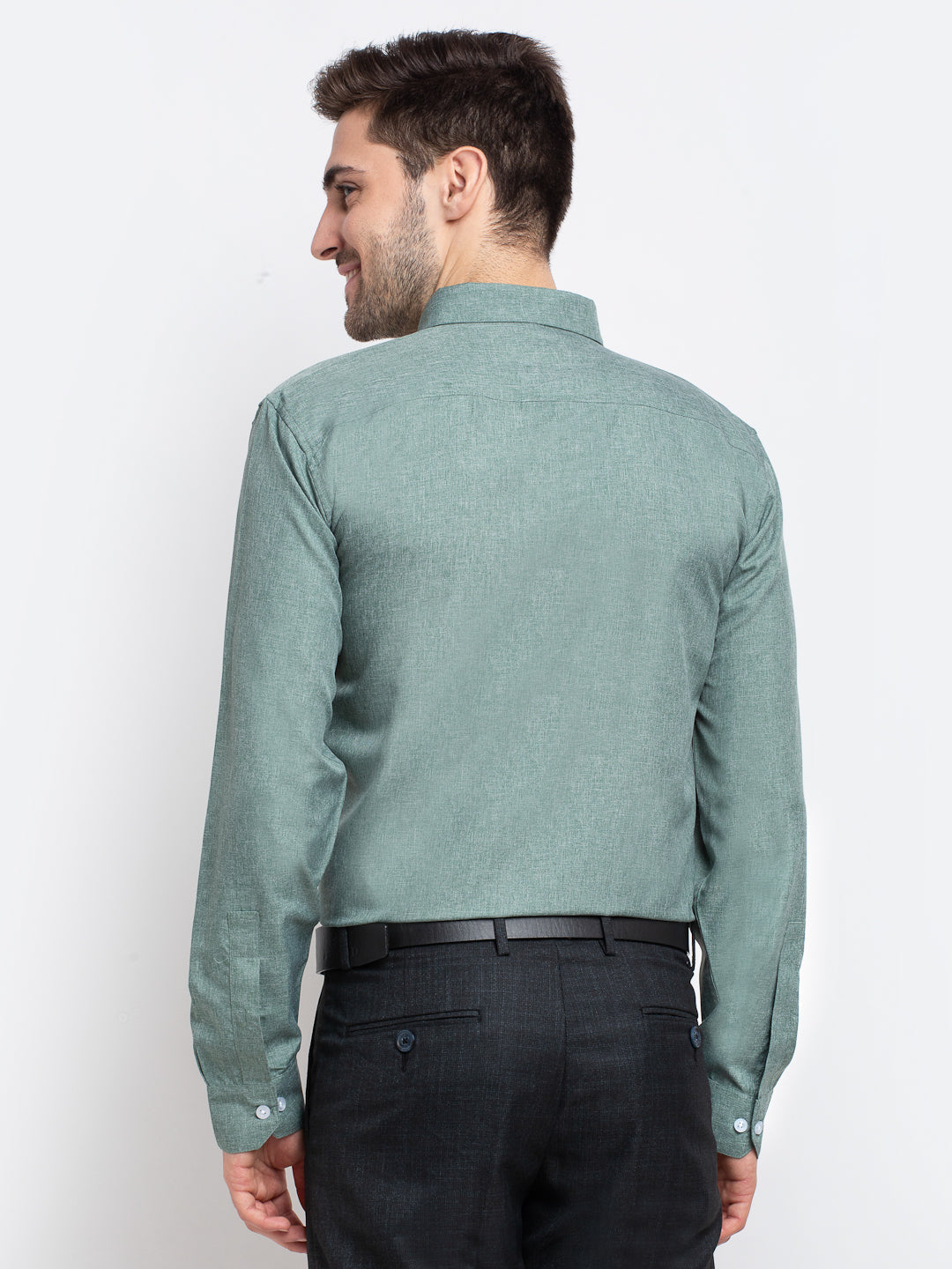 Jainish Green Men's Button Down Collar Cotton Formal Shirt ( SF 785Green ) | Grocsy