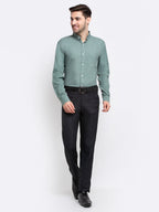 Jainish Green Men's Button Down Collar Cotton Formal Shirt ( SF 785Green ) | Grocsy