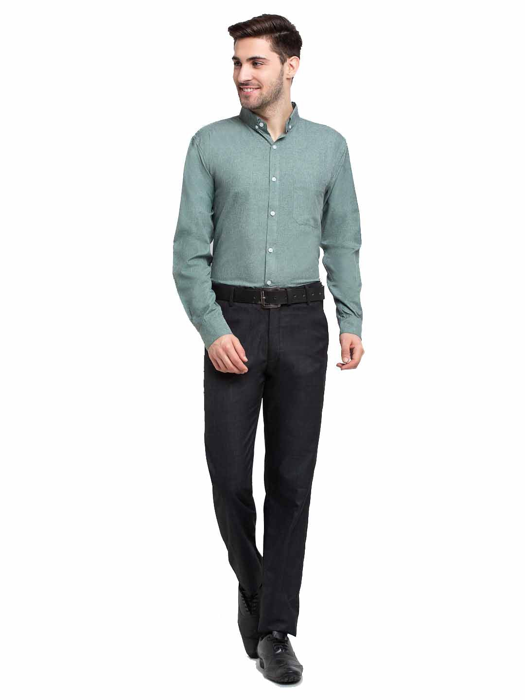 Jainish Green Men's Button Down Collar Cotton Formal Shirt ( SF 785Green ) | Grocsy