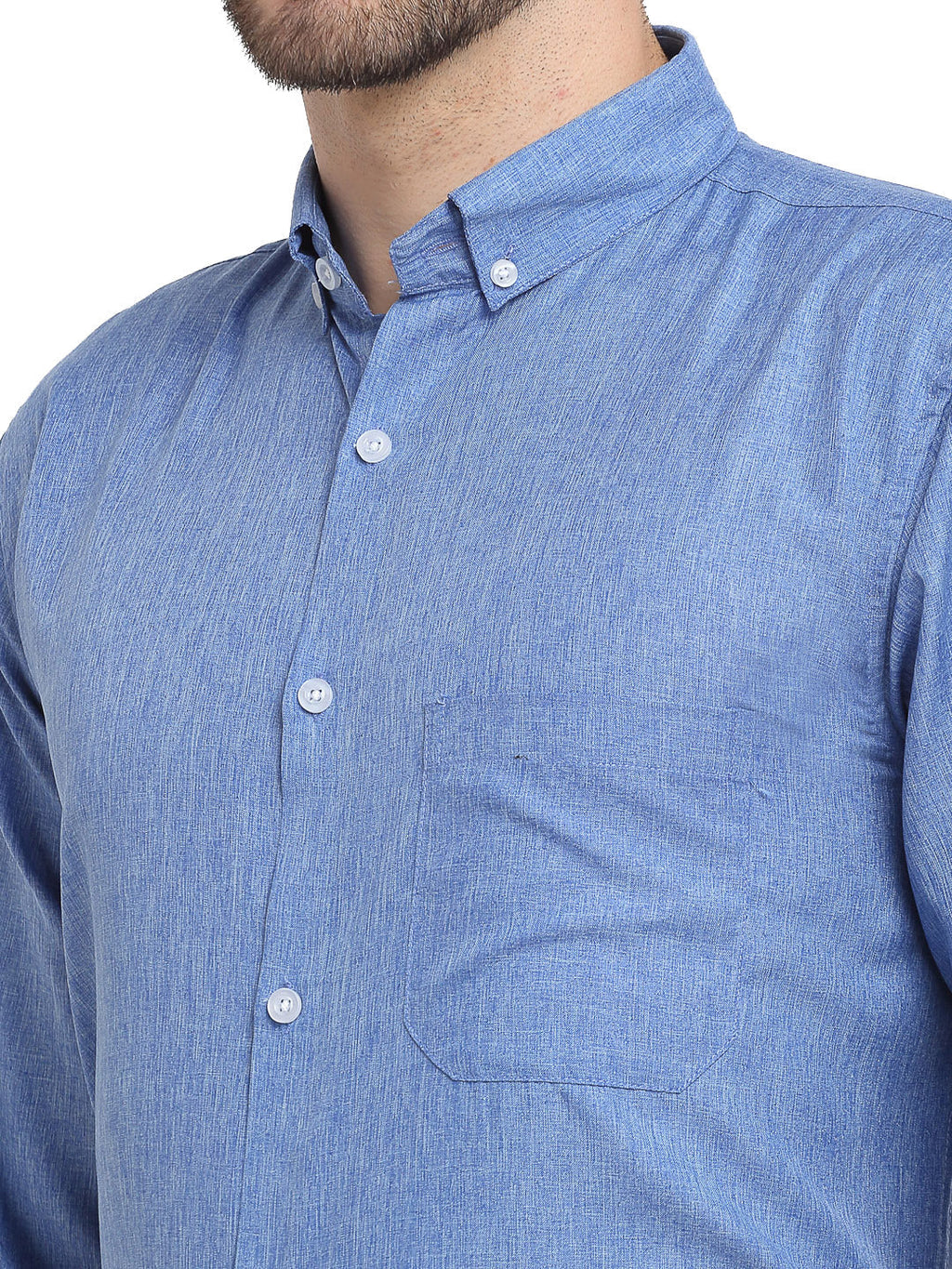 Jainish Blue Men's Button Down Collar Cotton Formal Shirt ( SF 785Light-Blue ) | Grocsy