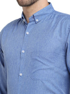 Jainish Blue Men's Button Down Collar Cotton Formal Shirt ( SF 785Light-Blue ) | Grocsy