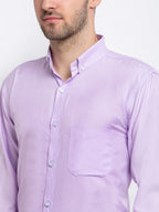 Jainish Purple Men's Button Down Collar Cotton Formal Shirt ( SF 785Light-Purple ) | Grocsy