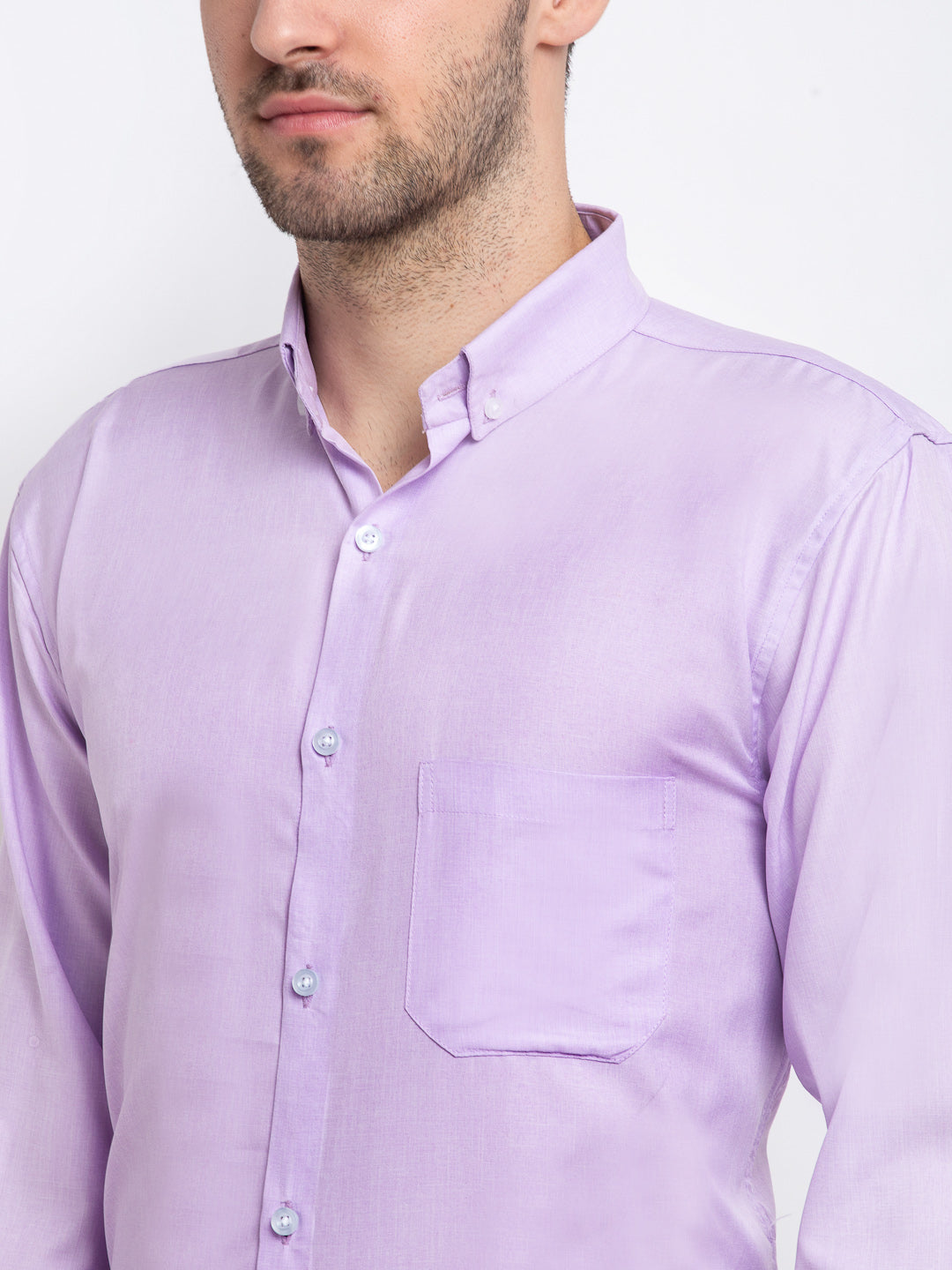 Jainish Purple Men's Button Down Collar Cotton Formal Shirt ( SF 785Light-Purple ) | Grocsy