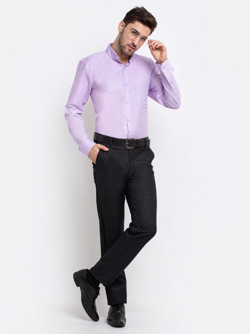 Jainish Purple Men's Button Down Collar Cotton Formal Shirt ( SF 785Light-Purple ) | Grocsy