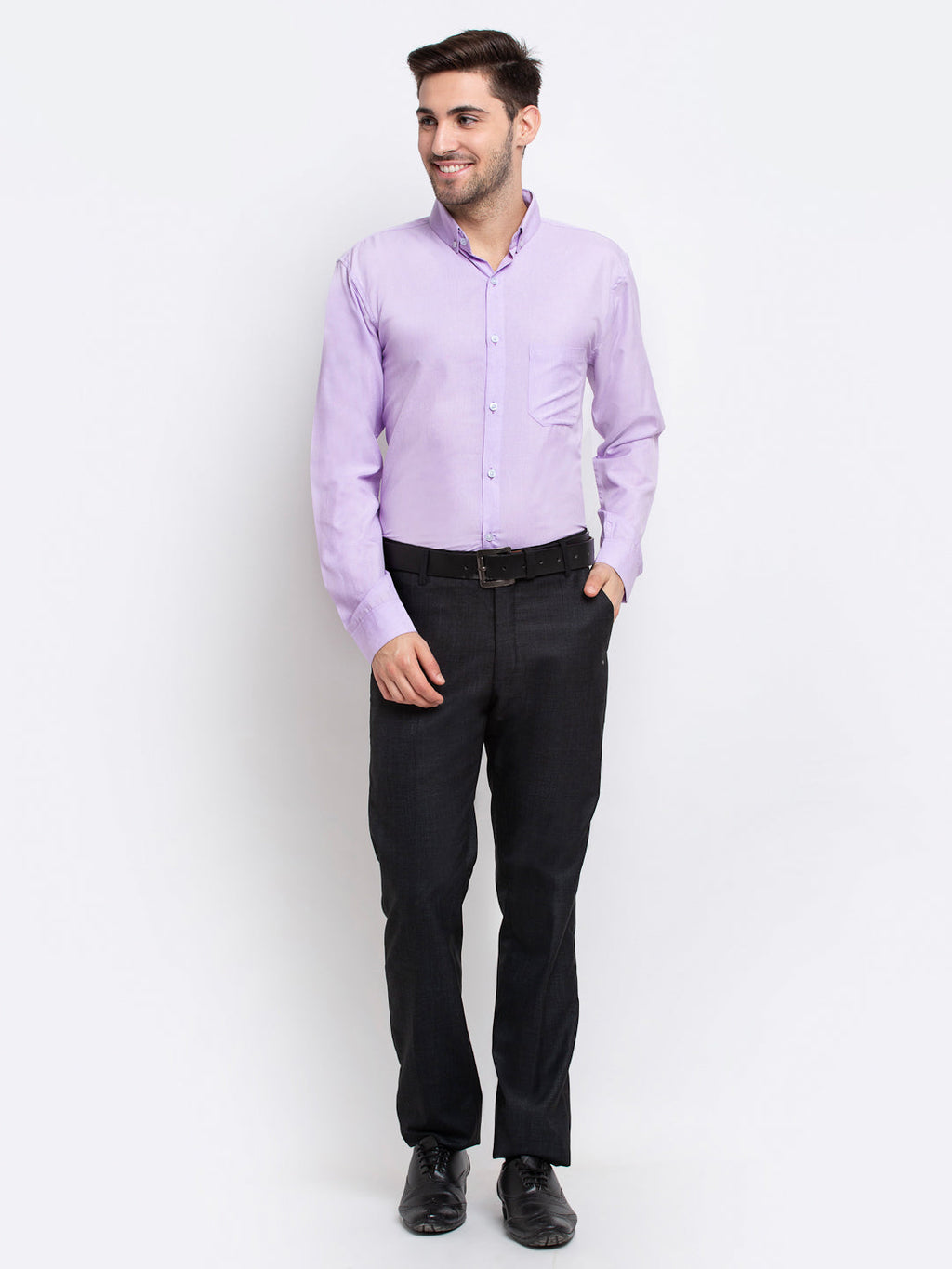 Jainish Purple Men's Button Down Collar Cotton Formal Shirt ( SF 785Light-Purple ) | Grocsy