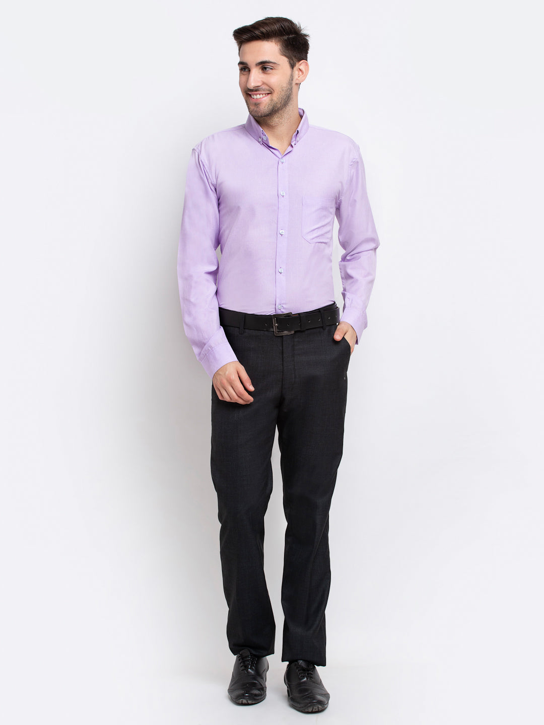 Jainish Purple Men's Button Down Collar Cotton Formal Shirt ( SF 785Light-Purple ) | Grocsy