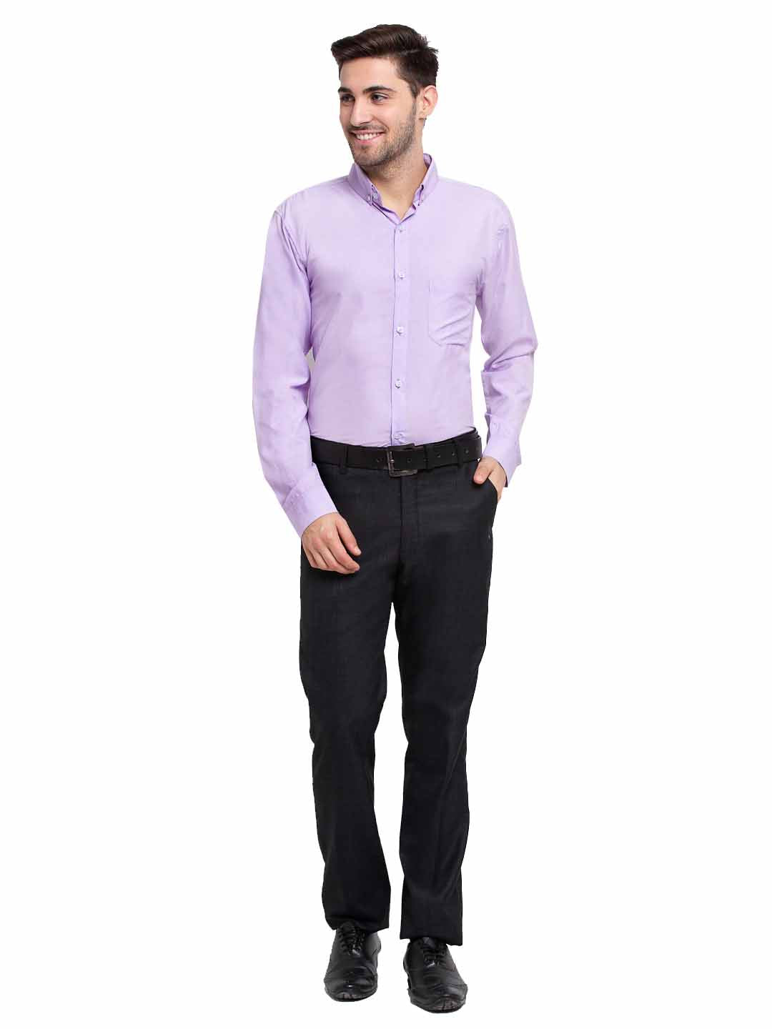 Jainish Purple Men's Button Down Collar Cotton Formal Shirt ( SF 785Light-Purple ) | Grocsy
