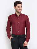 Jainish Maroon Men's Button Down Collar Cotton Formal Shirt ( SF 785Maroon ) | Grocsy