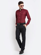 Jainish Maroon Men's Button Down Collar Cotton Formal Shirt ( SF 785Maroon ) | Grocsy