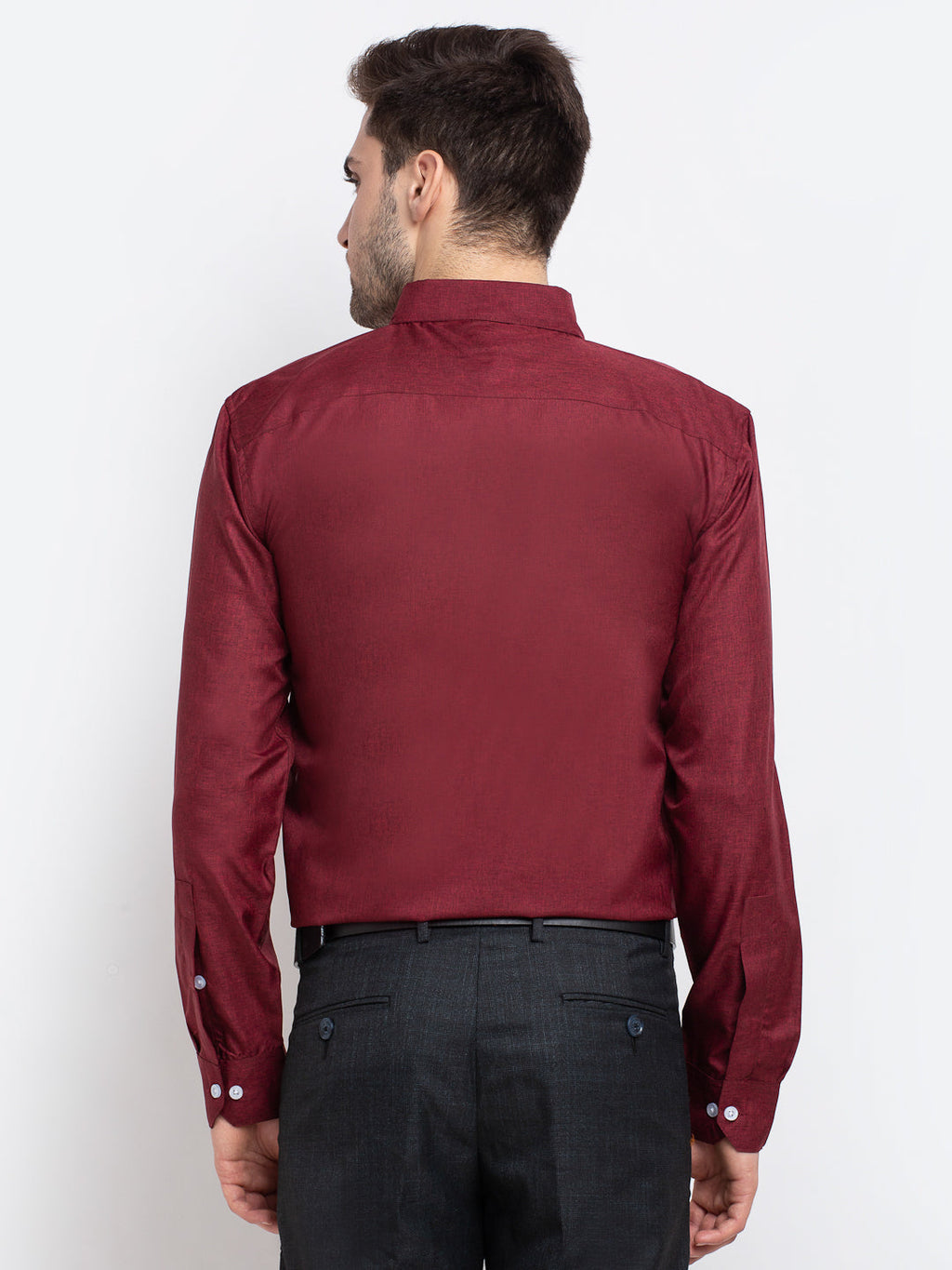 Jainish Maroon Men's Button Down Collar Cotton Formal Shirt ( SF 785Maroon ) | Grocsy