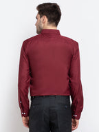 Jainish Maroon Men's Button Down Collar Cotton Formal Shirt ( SF 785Maroon ) | Grocsy