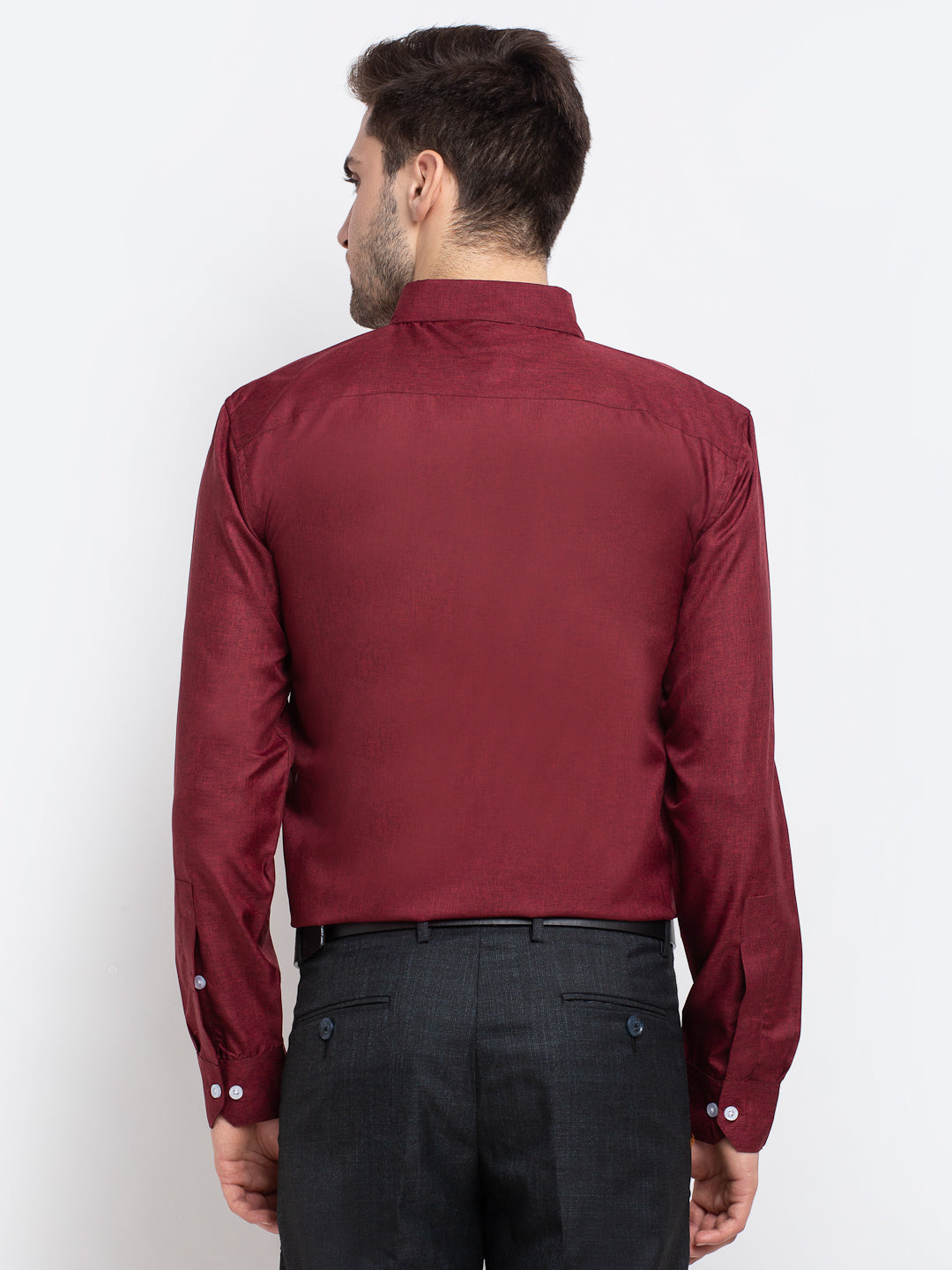 Jainish Maroon Men's Button Down Collar Cotton Formal Shirt ( SF 785Maroon ) | Grocsy
