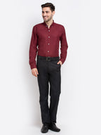 Jainish Maroon Men's Button Down Collar Cotton Formal Shirt ( SF 785Maroon ) | Grocsy