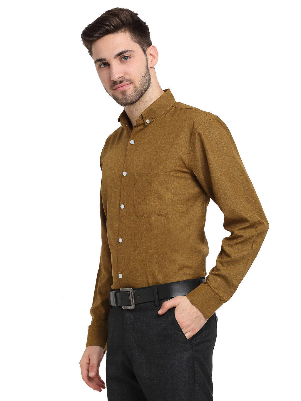Jainish Olive Men's Button Down Collar Cotton Formal Shirt ( SF 785Olive ) | Grocsy