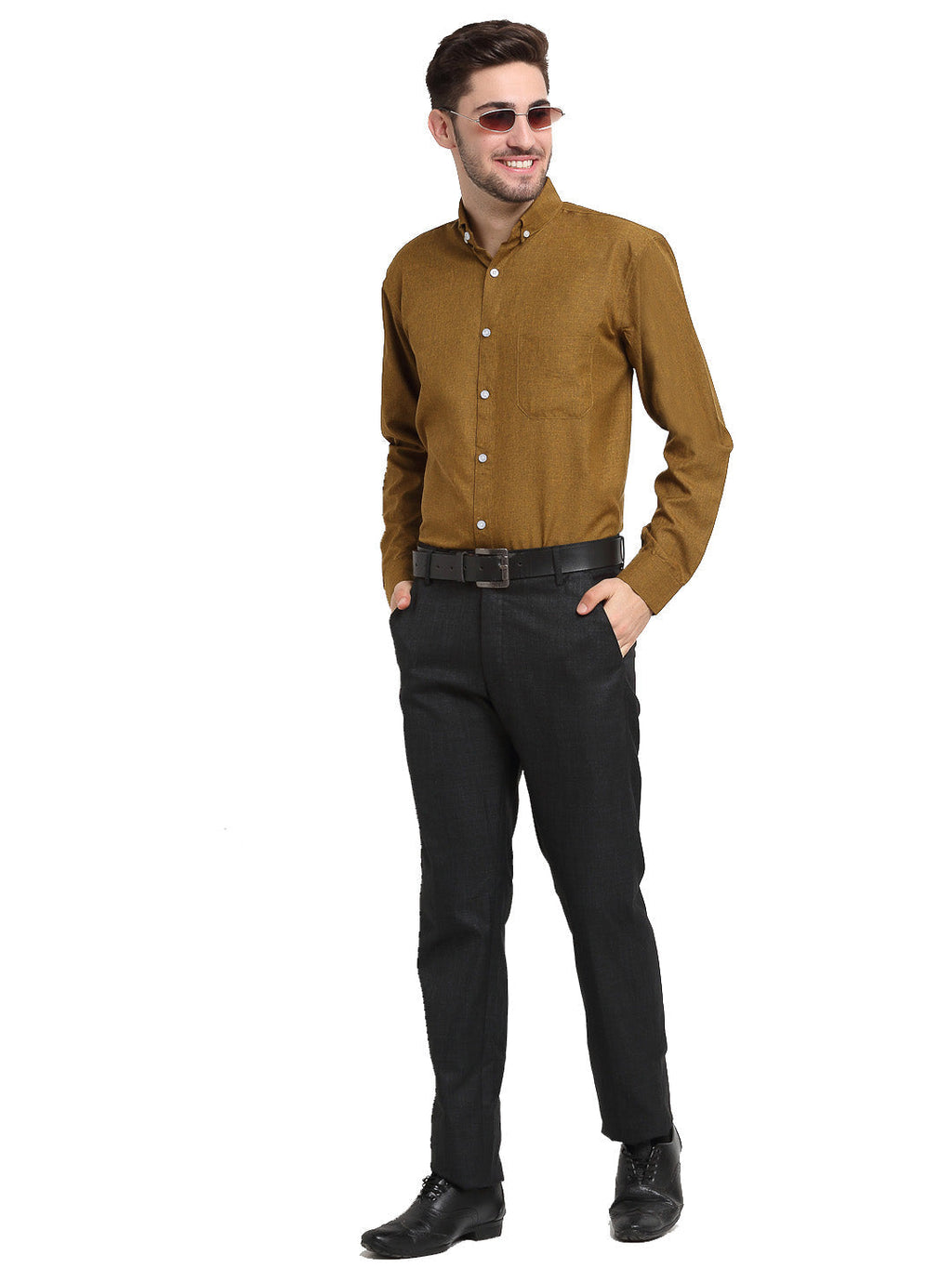 Jainish Olive Men's Button Down Collar Cotton Formal Shirt ( SF 785Olive ) | Grocsy