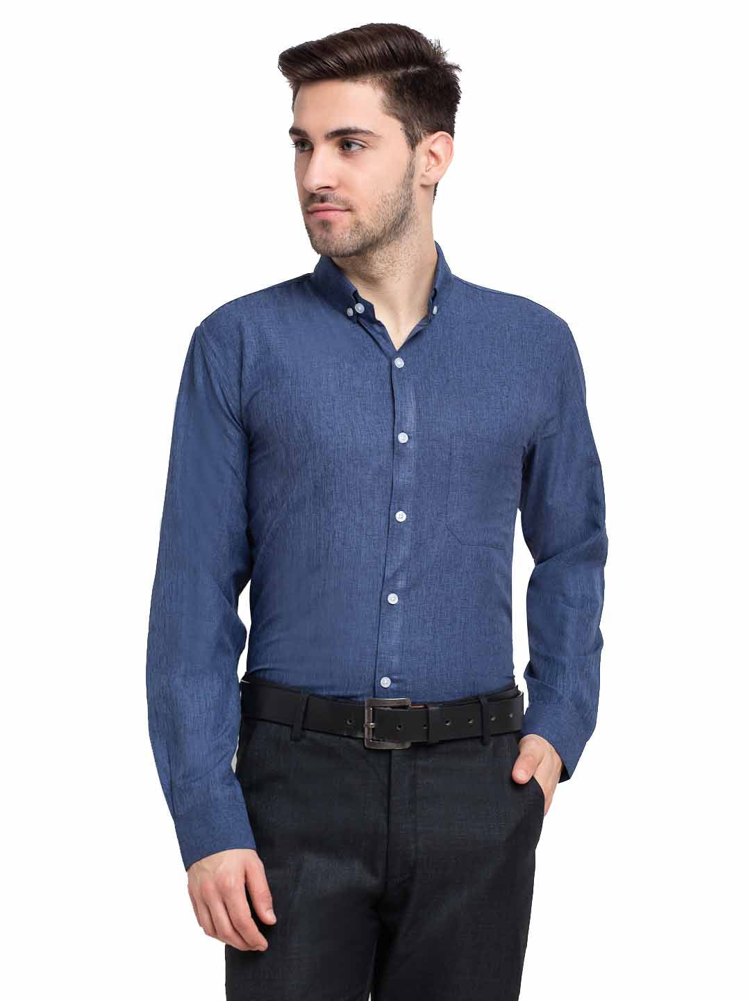 Jainish Teal Men's Button Down Collar Cotton Formal Shirt ( SF 785Teal ) | Grocsy