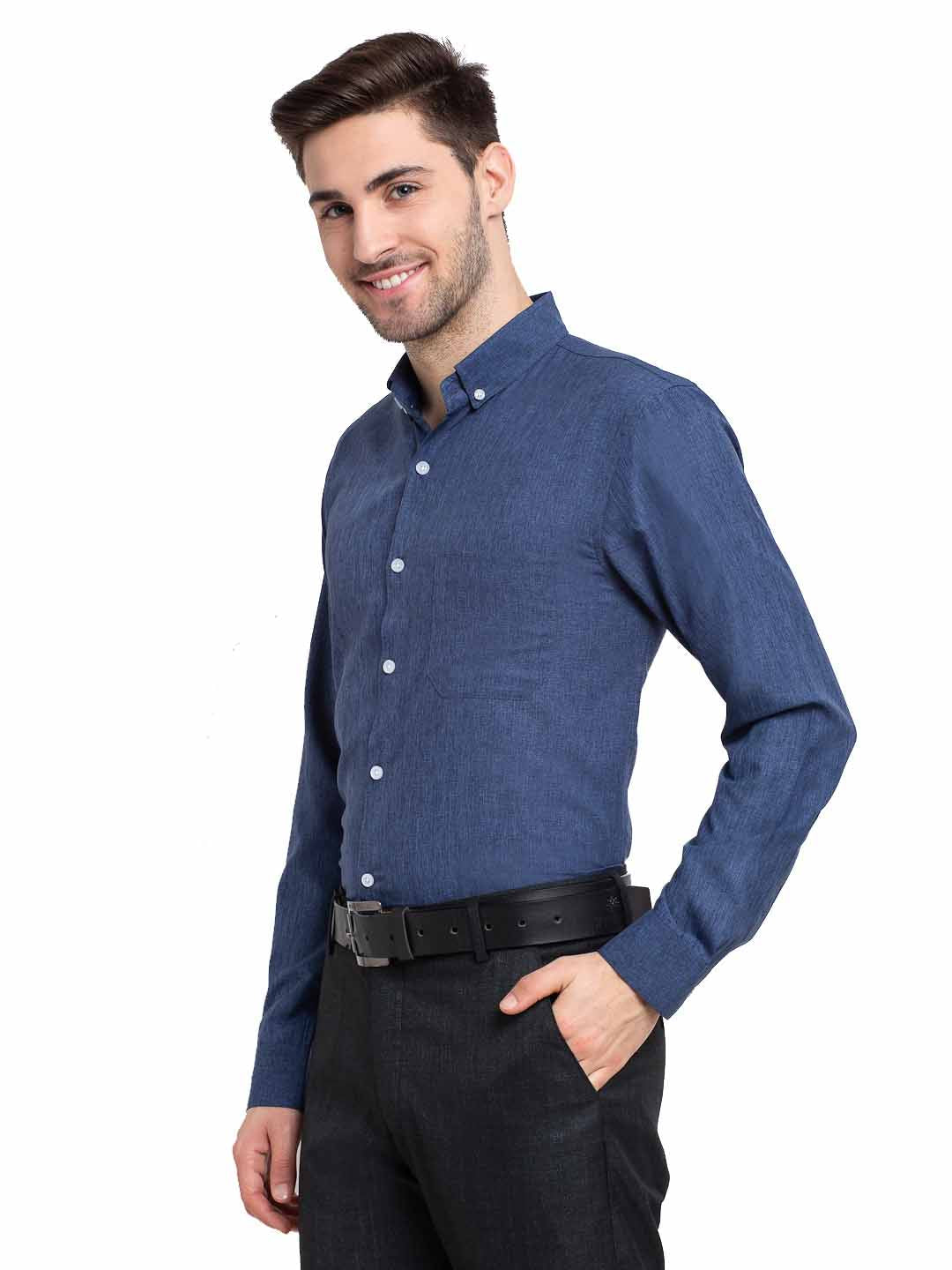 Jainish Teal Men's Button Down Collar Cotton Formal Shirt ( SF 785Teal ) | Grocsy