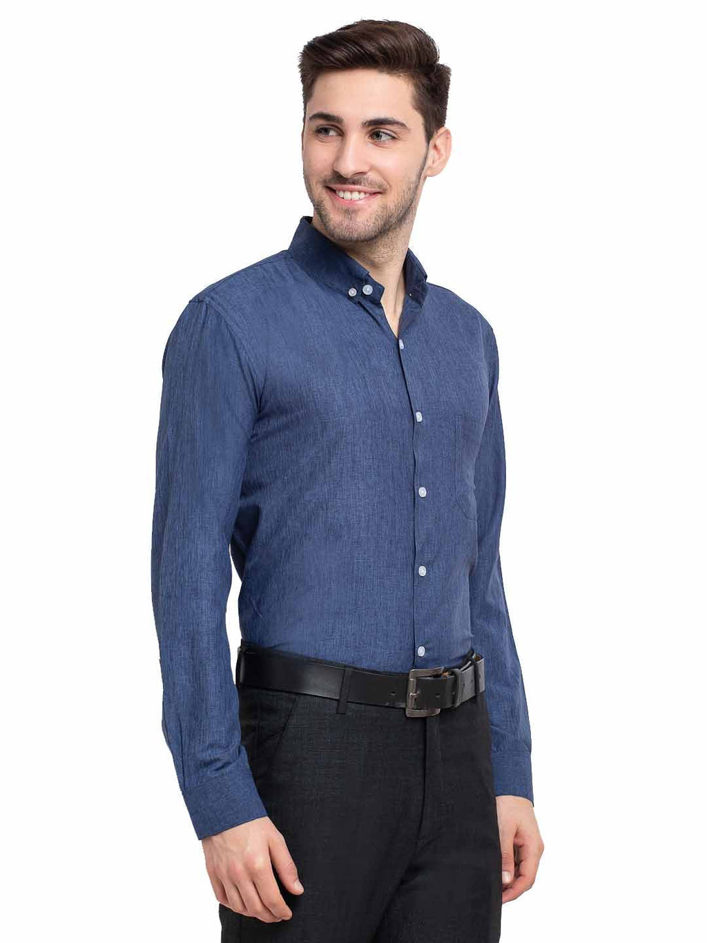 Jainish Teal Men's Button Down Collar Cotton Formal Shirt ( SF 785Teal ) | Grocsy