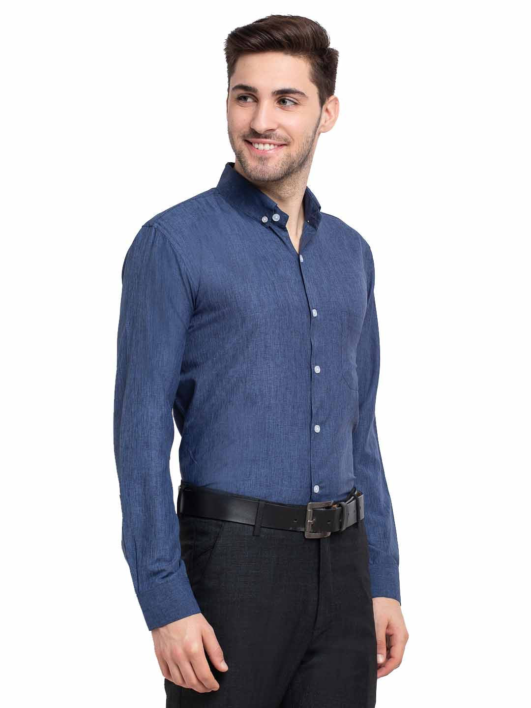 Jainish Teal Men's Button Down Collar Cotton Formal Shirt ( SF 785Teal ) | Grocsy