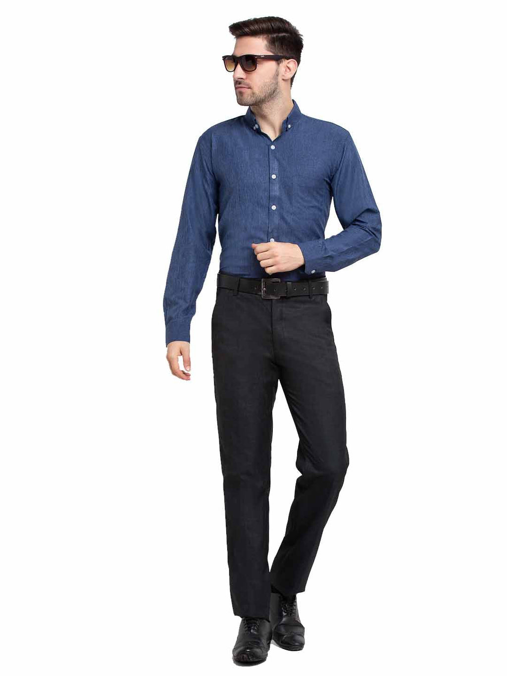 Jainish Teal Men's Button Down Collar Cotton Formal Shirt ( SF 785Teal ) | Grocsy