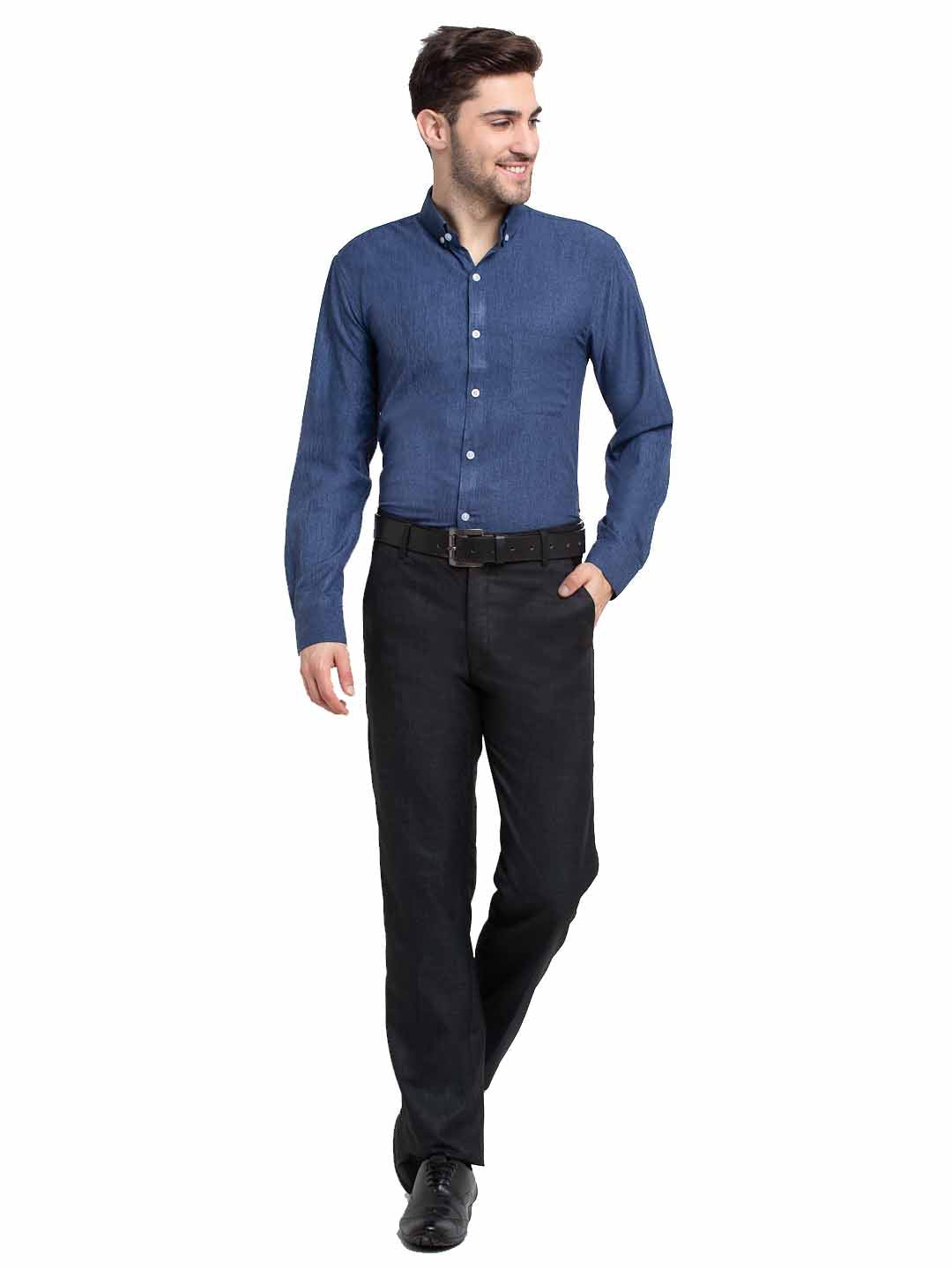 Jainish Teal Men's Button Down Collar Cotton Formal Shirt ( SF 785Teal ) | Grocsy