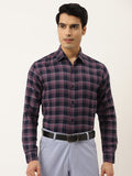Jainish Pink Men's Formal Cotton Checked Shirt ( SF 786Pink ) | Grocsy