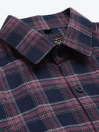 Jainish Pink Men's Formal Cotton Checked Shirt ( SF 786Pink ) | Grocsy