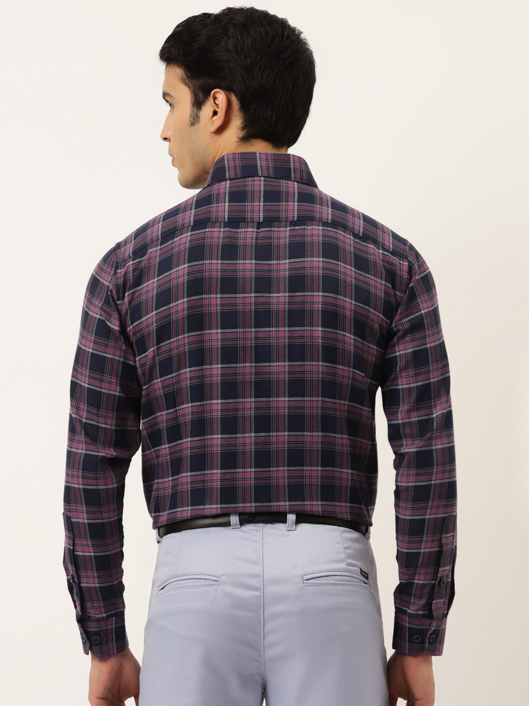 Jainish Pink Men's Formal Cotton Checked Shirt ( SF 786Pink ) | Grocsy
