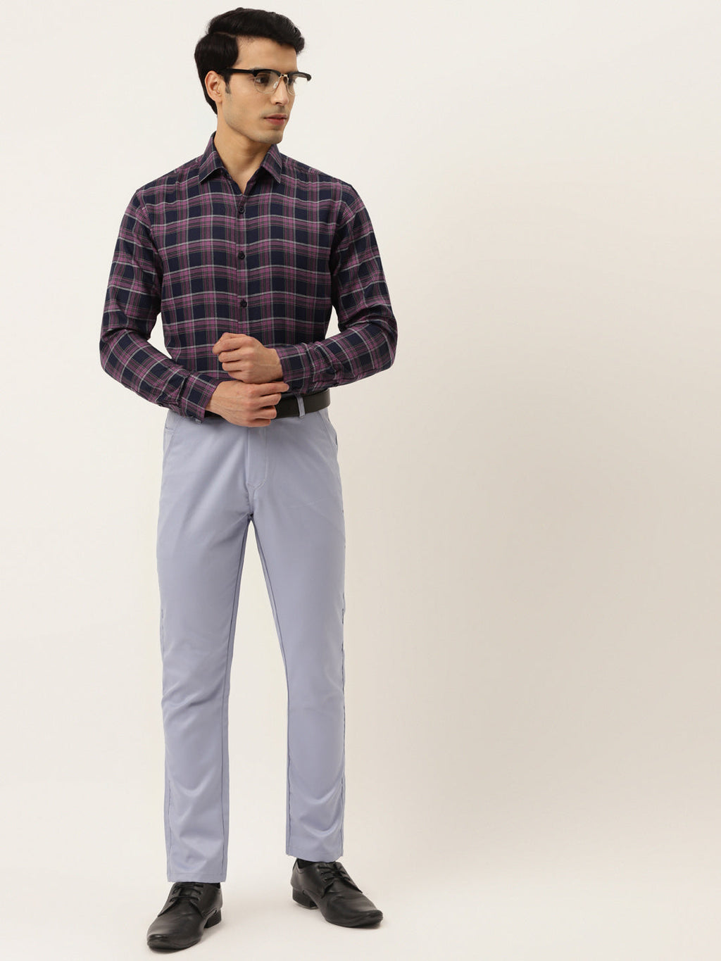 Jainish Pink Men's Formal Cotton Checked Shirt ( SF 786Pink ) | Grocsy