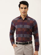 Jainish Brown Men's Formal Cotton Checked Shirt ( SF 787Brown ) | Grocsy
