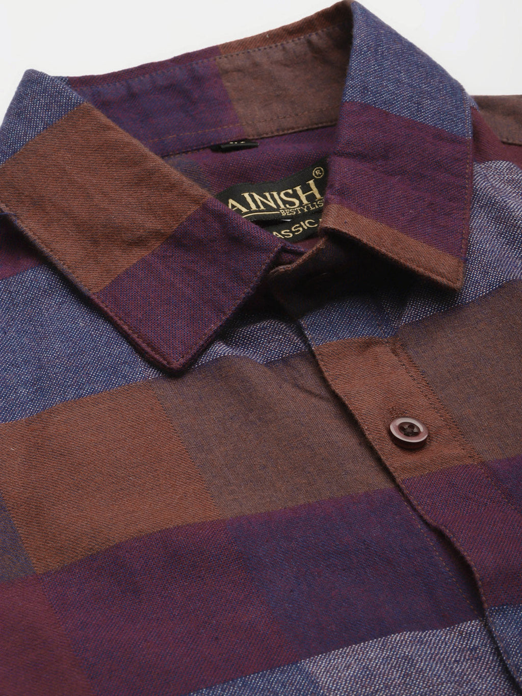 Jainish Brown Men's Formal Cotton Checked Shirt ( SF 787Brown ) | Grocsy