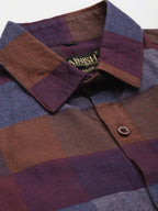 Jainish Brown Men's Formal Cotton Checked Shirt ( SF 787Brown ) | Grocsy
