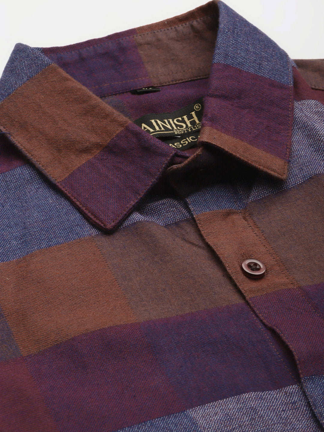 Jainish Brown Men's Formal Cotton Checked Shirt ( SF 787Brown ) | Grocsy