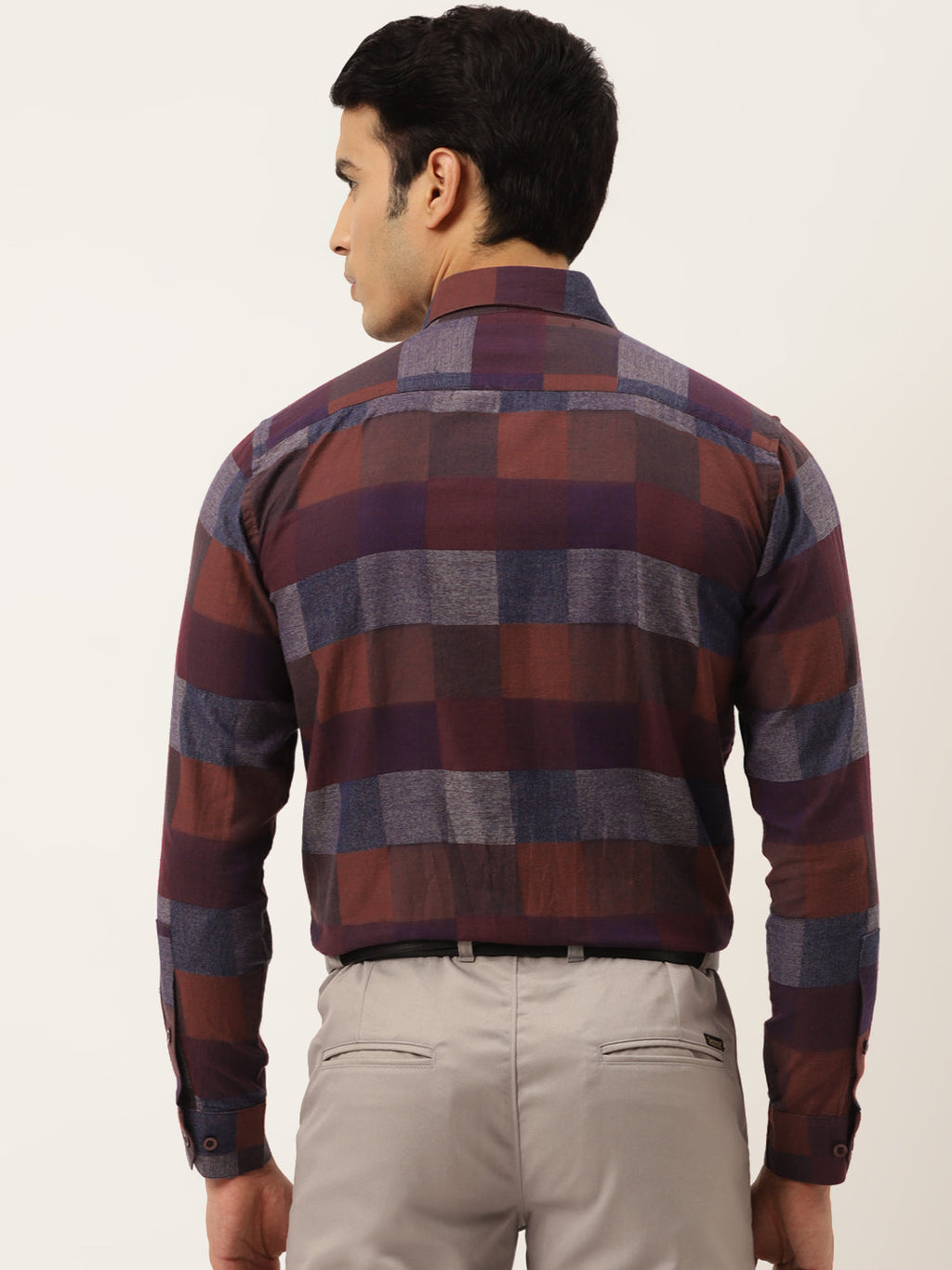 Jainish Brown Men's Formal Cotton Checked Shirt ( SF 787Brown ) | Grocsy