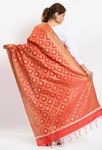 Mominos Fashion Moeza Women's Banarsi Silk All Over Woven Design Red Dupatta | Grocsy
