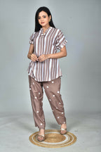 Morchari Digital Print Semi Muslin Co-Ord Set Top & Trouser-Multicolor | Grocsy