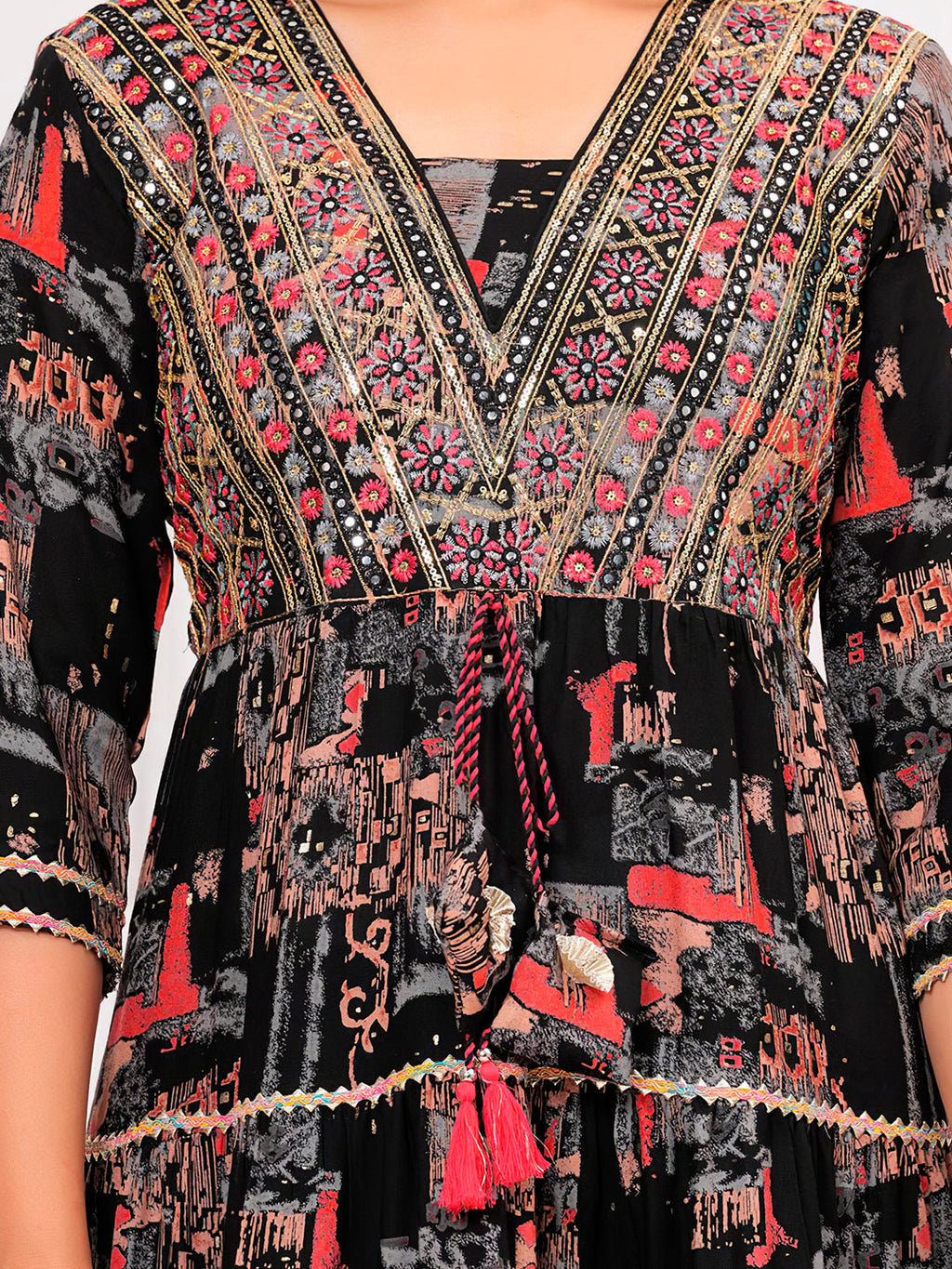 Embroidered & Printed Kurta With Pant & Dupatta Luxury Premium, Black - Hiral Fashion | Grocsy