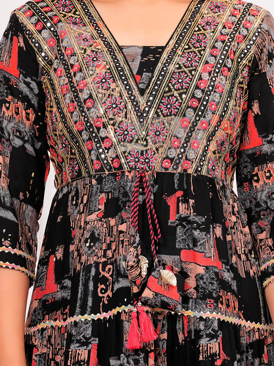 Embroidered & Printed Kurta With Pant & Dupatta Luxury Premium, Black - Hiral Fashion | Grocsy