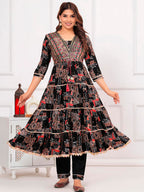 Embroidered & Printed Kurta With Pant & Dupatta Luxury Premium, Black - Hiral Fashion | Grocsy