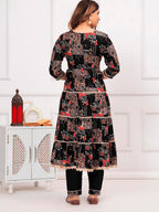 Embroidered & Printed Kurta With Pant & Dupatta Luxury Premium, Black - Hiral Fashion | Grocsy