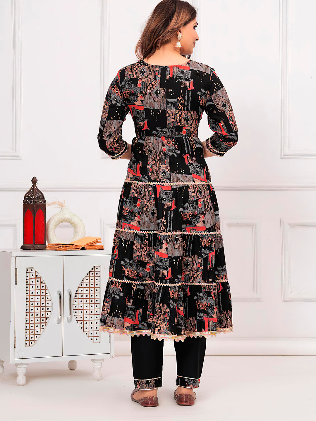 Embroidered & Printed Kurta With Pant & Dupatta Luxury Premium, Black - Hiral Fashion | Grocsy