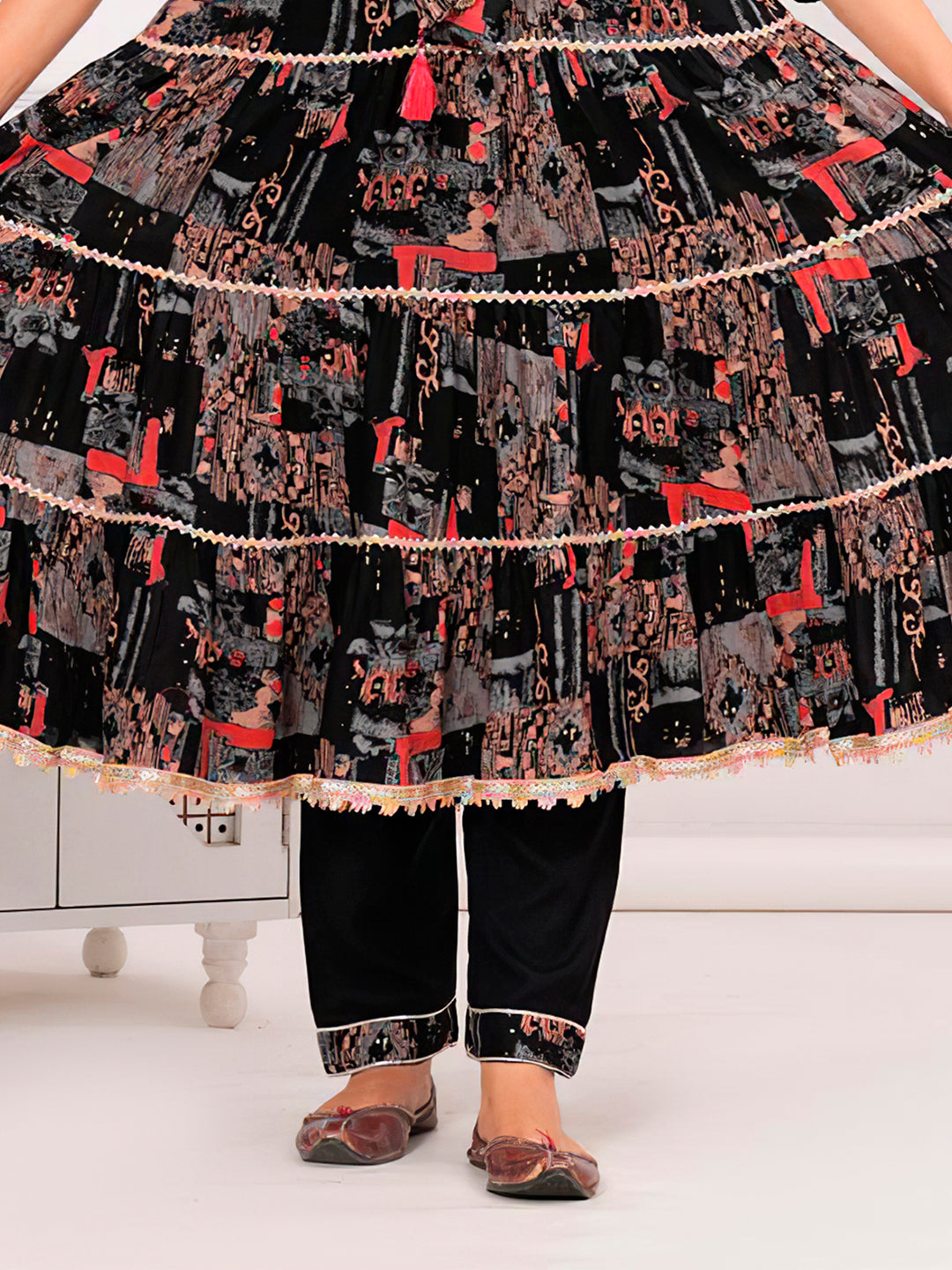 Embroidered & Printed Kurta With Pant & Dupatta Luxury Premium, Black - Hiral Fashion | Grocsy