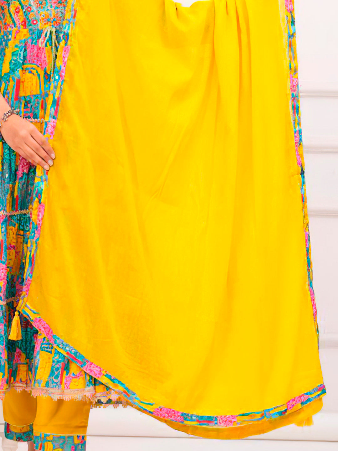Embroidered & Printed Multicoloured Flared Kurta With Pant & Dupatta Premium Luxury, Multicolor - Hiral Fashion | Grocsy