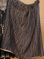 Embroidered & Leaf Printed Flared Kurta With Pant & Dupatta, Bottle-Green - Hiral Fashion | Grocsy