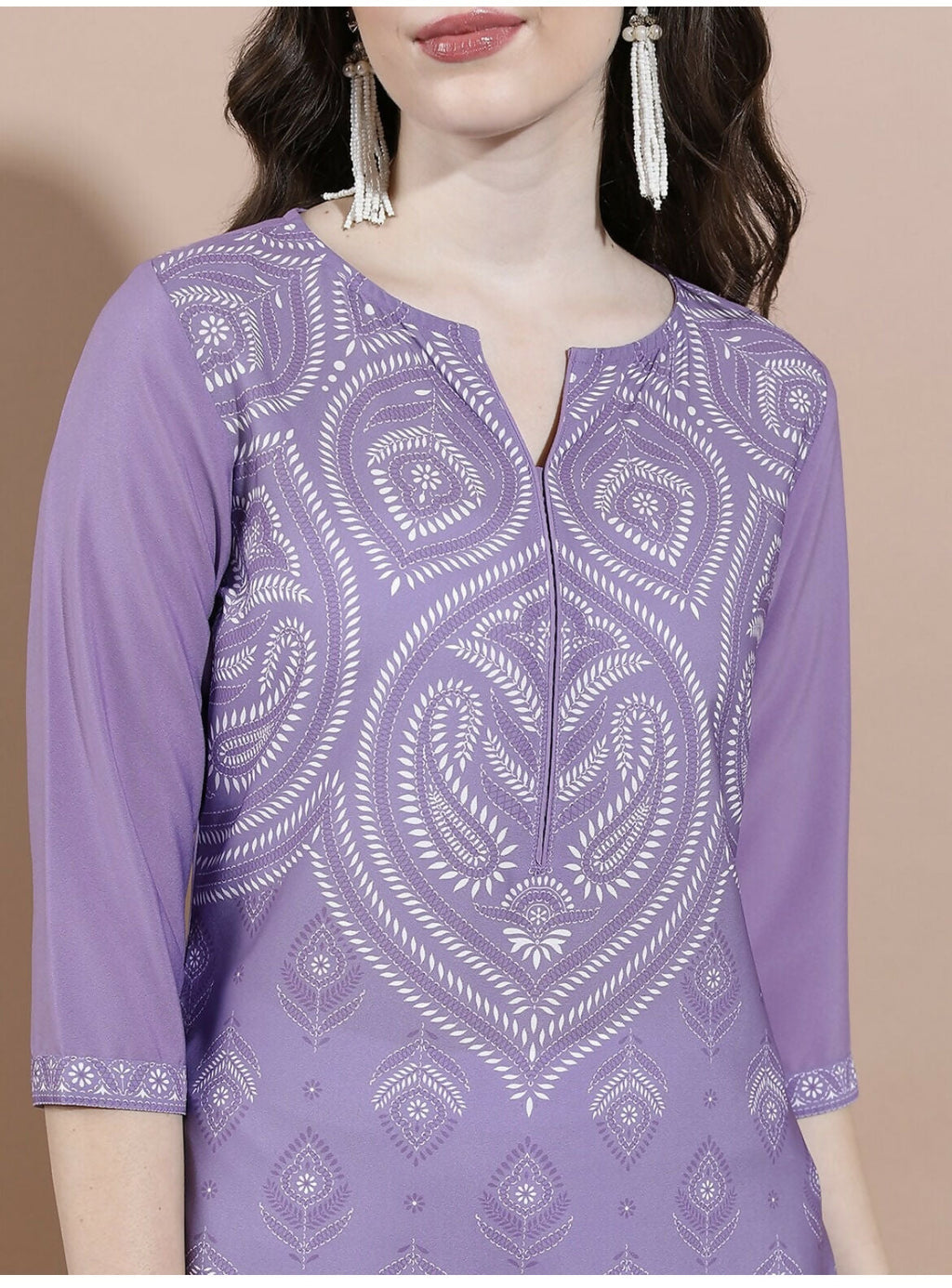 Cheera Women Stylish Hand Block Printed Cotton Blend Flared Kurta - Purpale | Grocsy