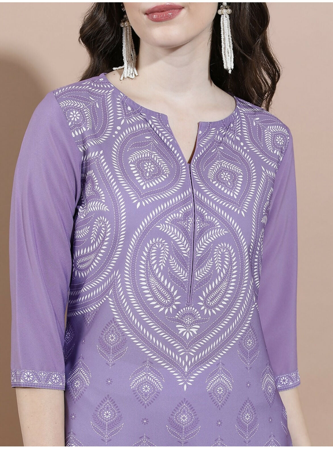 Cheera Women Stylish Hand Block Printed Cotton Blend Flared Kurta - Purpale | Grocsy