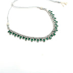Mominos Fashion Johar Kamal Silver-Plated American Diamond Green Choker Set | Grocsy