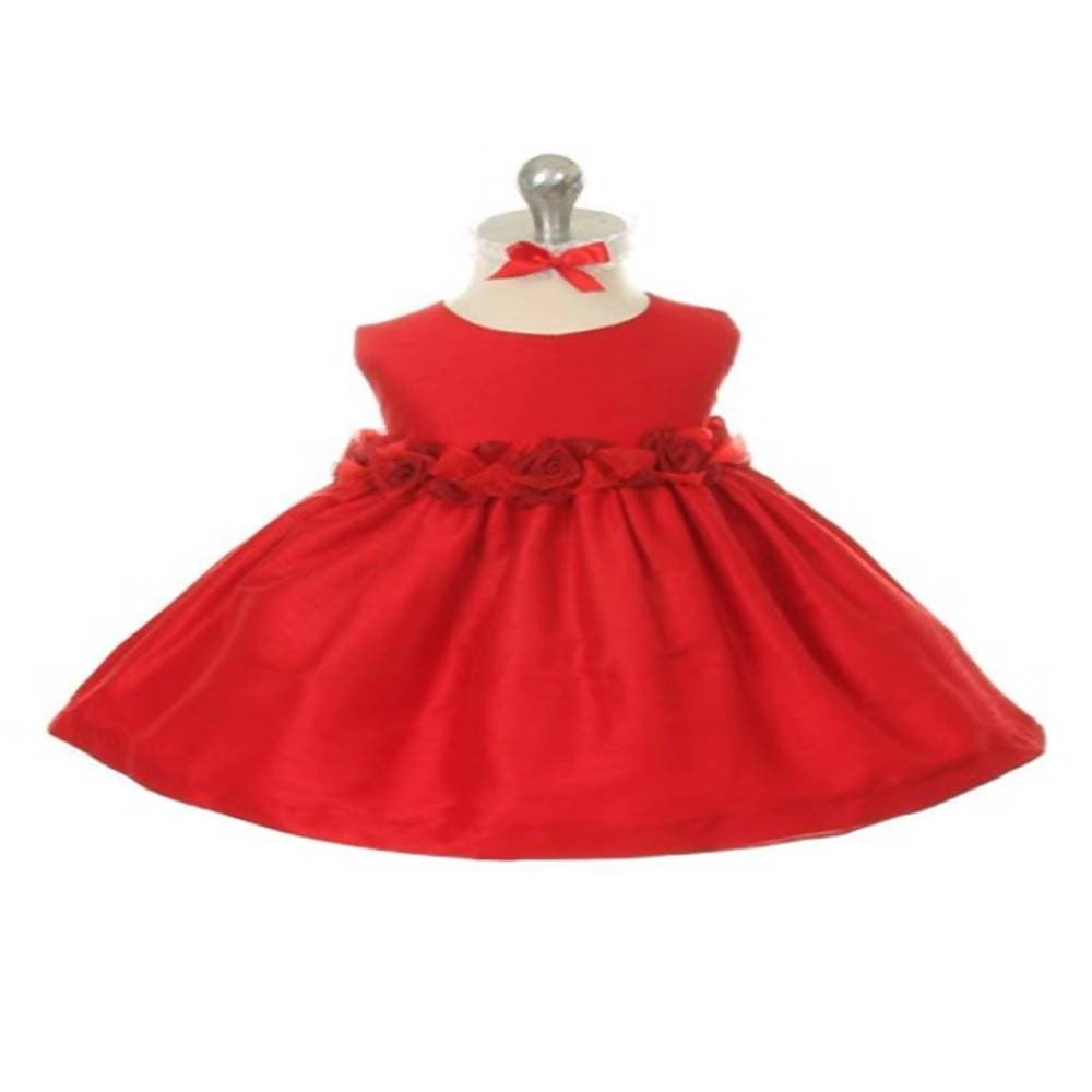 Asmaani Baby Girl's Red Colour Satin A-Line Maxi Full Length Dress (AS-DRESS-22172) | Grocsy