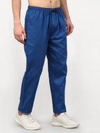 Jainish Men's Cotton Solid Track Pants - Blue | Grocsy