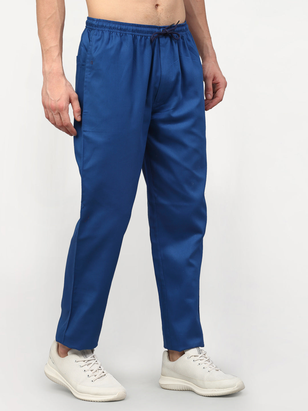Jainish Men's Cotton Solid Track Pants - Blue | Grocsy